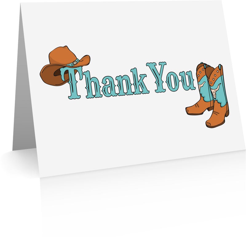 Little Notes by Comptime Cowboy Western Thank You Cards (24 Foldover Cards and Envelopes)